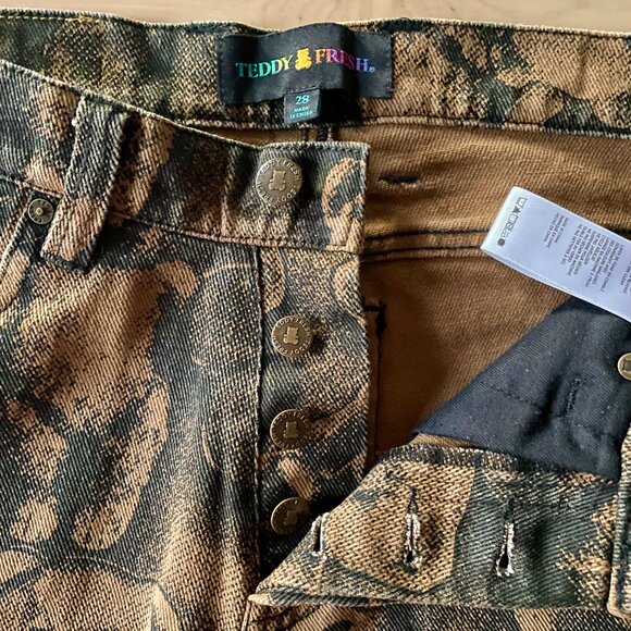 Teddy Fresh Unisex Brown Teddy Bears Straight Leg Carpenter Jeans Pants size 28 - Picture 3 of 7